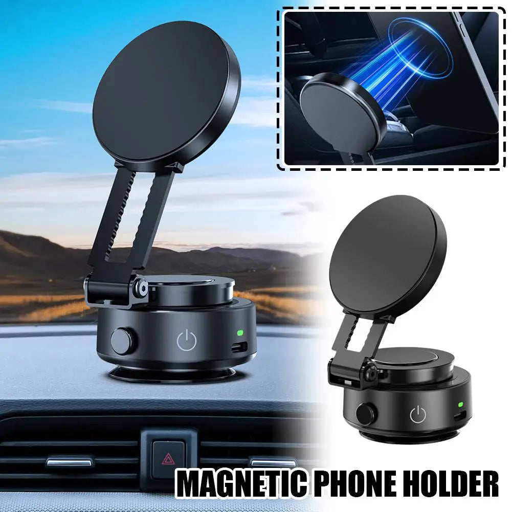 Vacuum Magnetic Car Phone Holder with Wireless Charging Support