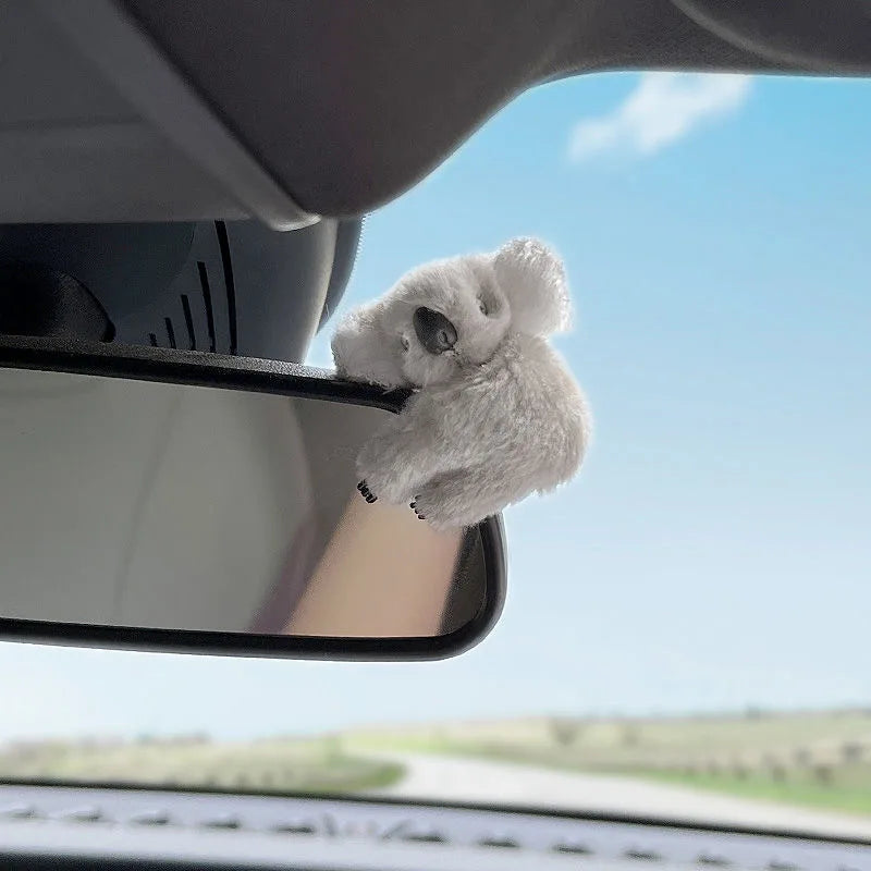 Plush Cute Koala Car Interior Decoration Auto Rearview Mirror Control Screen Decoration Sun Visor Card Clip Gift Car Accessories