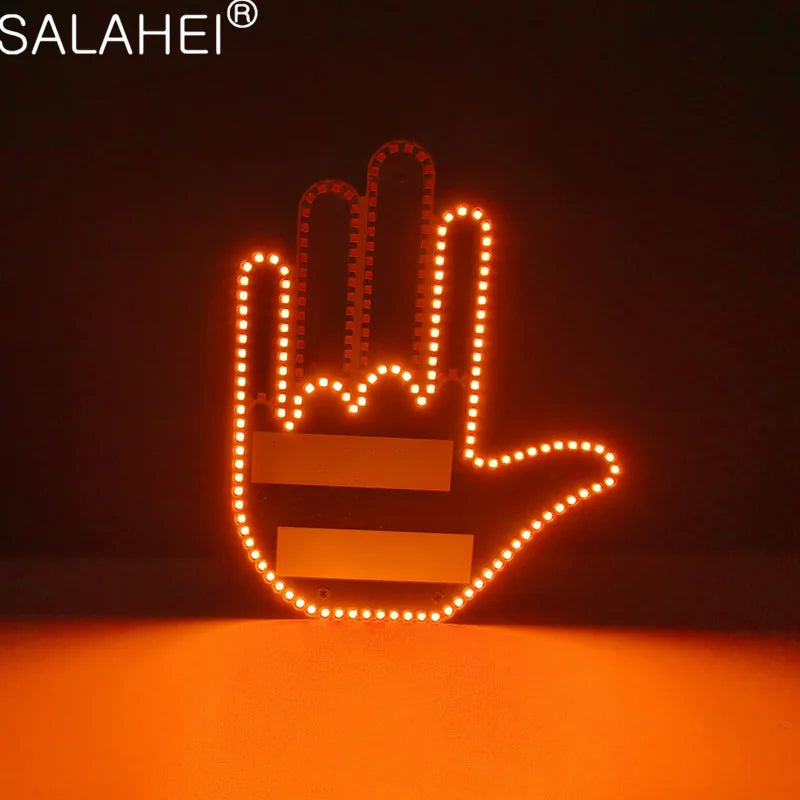 LED Hand Gesture Car Light - Remote-Controlled Back Window Sign